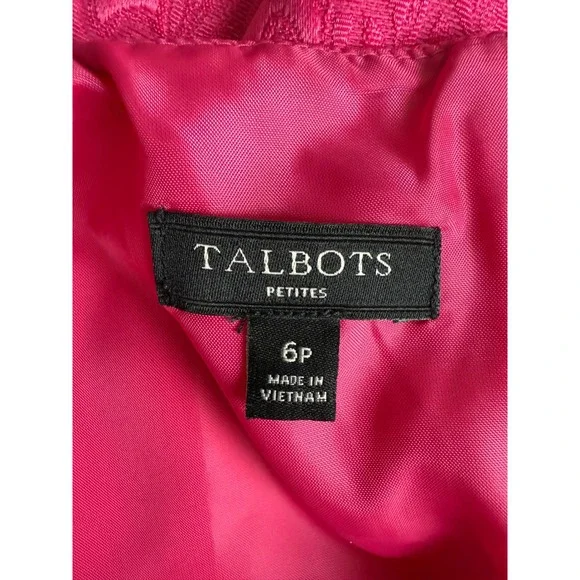 Talbot's Sleeveless Bright Pink Jacquard Zipper Back Sheath Dress Size 6 Petites - Picture 7 of 8